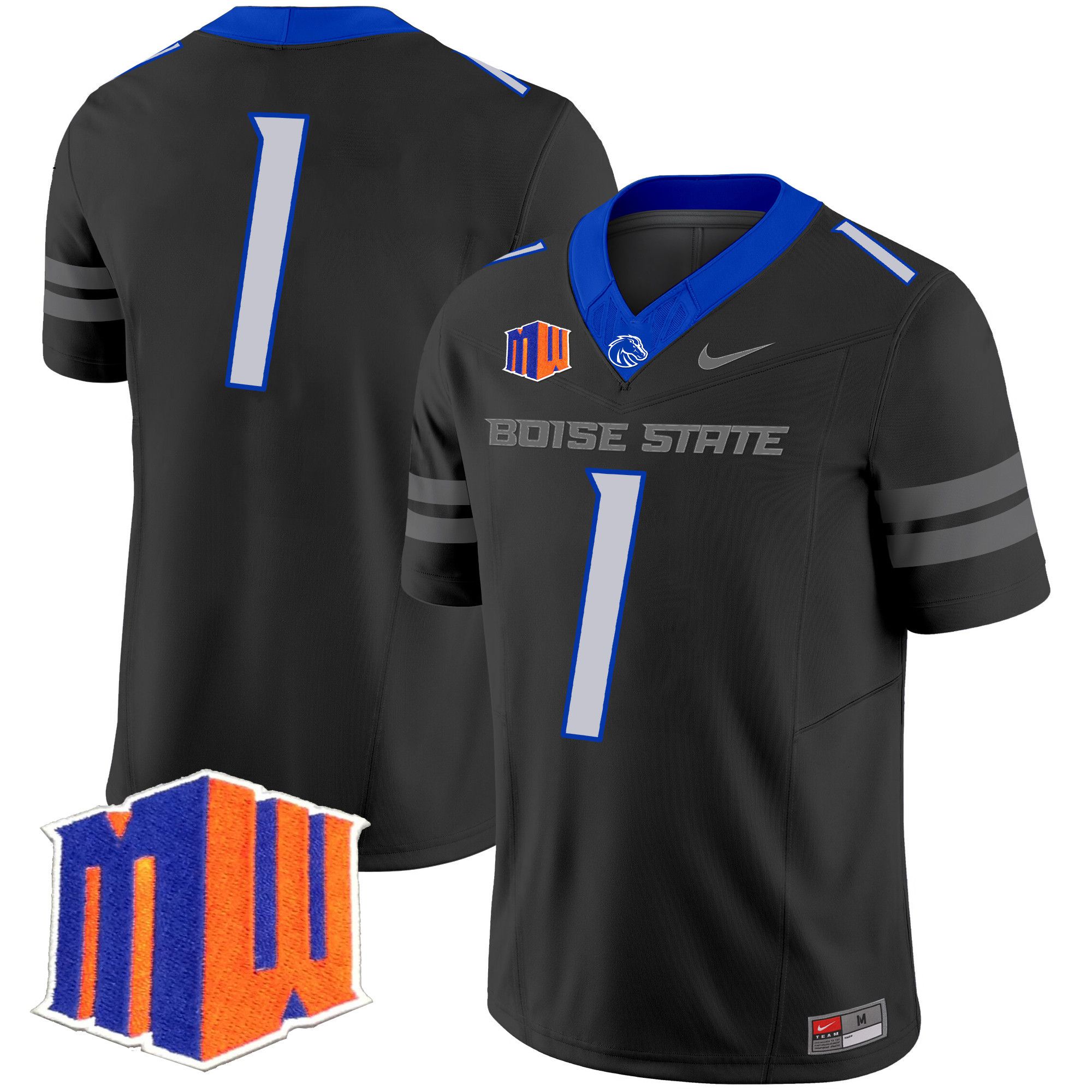 Men Boise State Broncos #1 No Name Black Nike 2024 Vapor Limited NCAA Jersey->more ncaa teams->NCAA Jersey